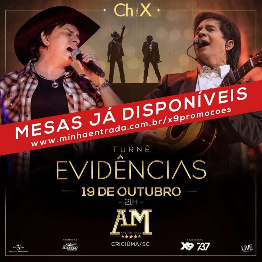 Turnê Evidências | AM Master Hall | OndeTemBalada.com