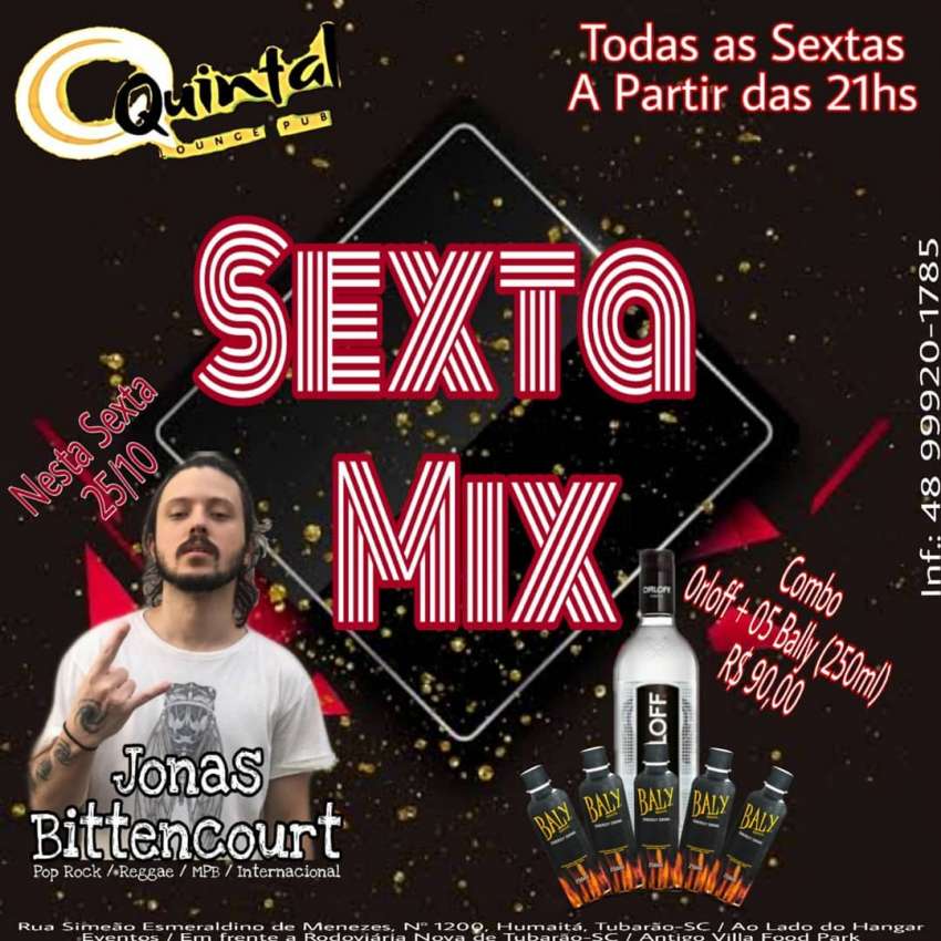 Sexta Mix | Quintal Lounge Pub | OndeTemBalada.com