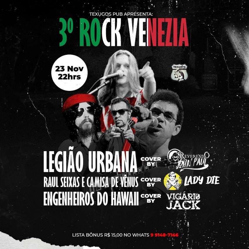 3º Rock Veneza | Texugo Biker's Pub | OndeTemBalada.com