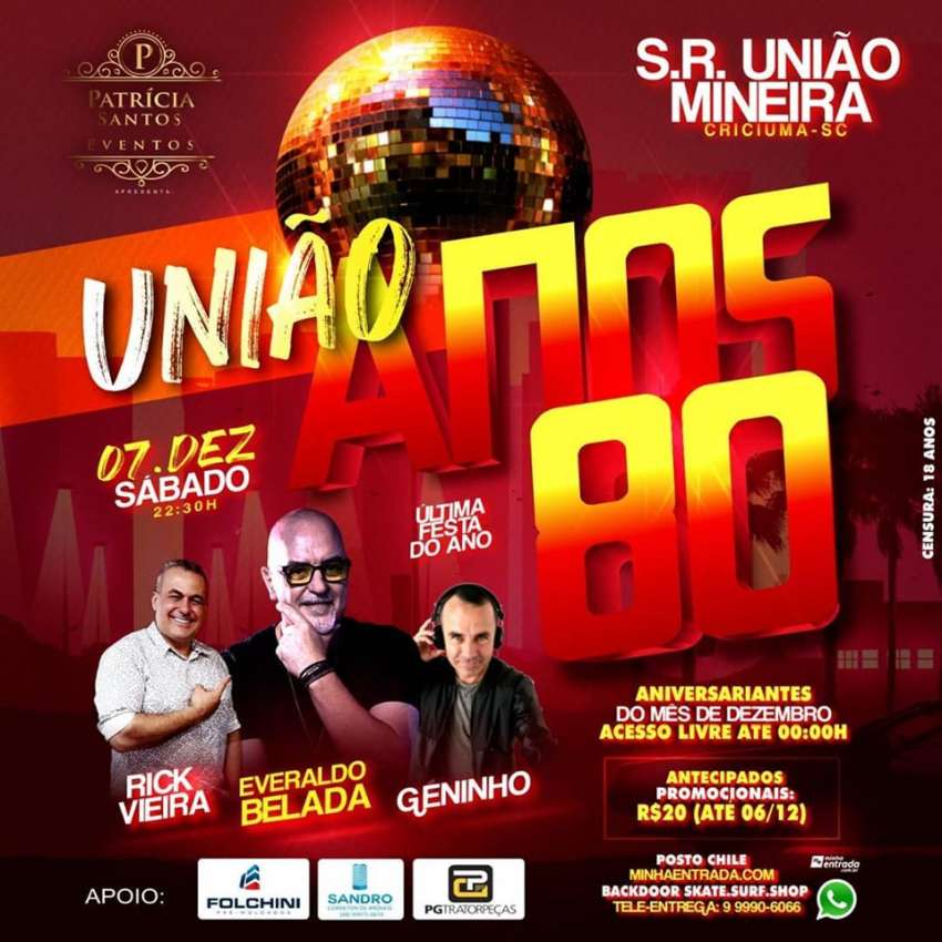 União Anos 80 | S.R. União Mineira | OndeTemBalada.com