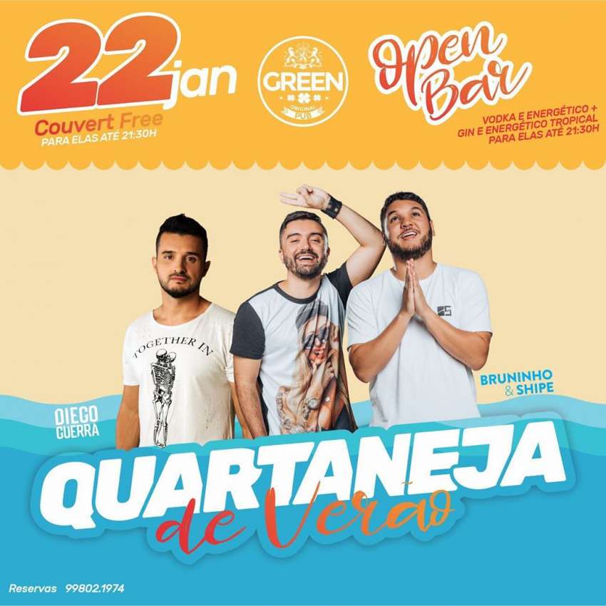 Quartaneja de Verão | Green Original Pub | OndeTemBalada.com