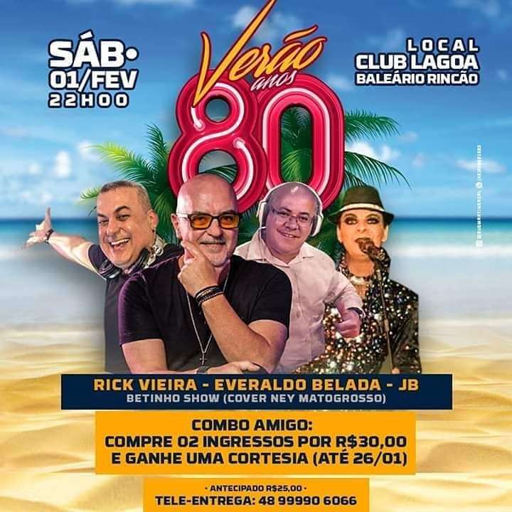 Verão Anos 80 | Club Lagoa | OndeTemBalada.com