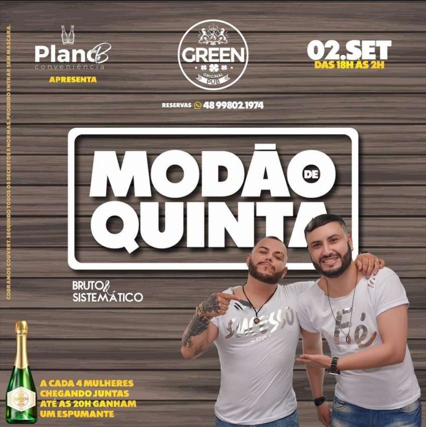 Modão de Quinta | Green Original Pub | OndeTemBalada.com