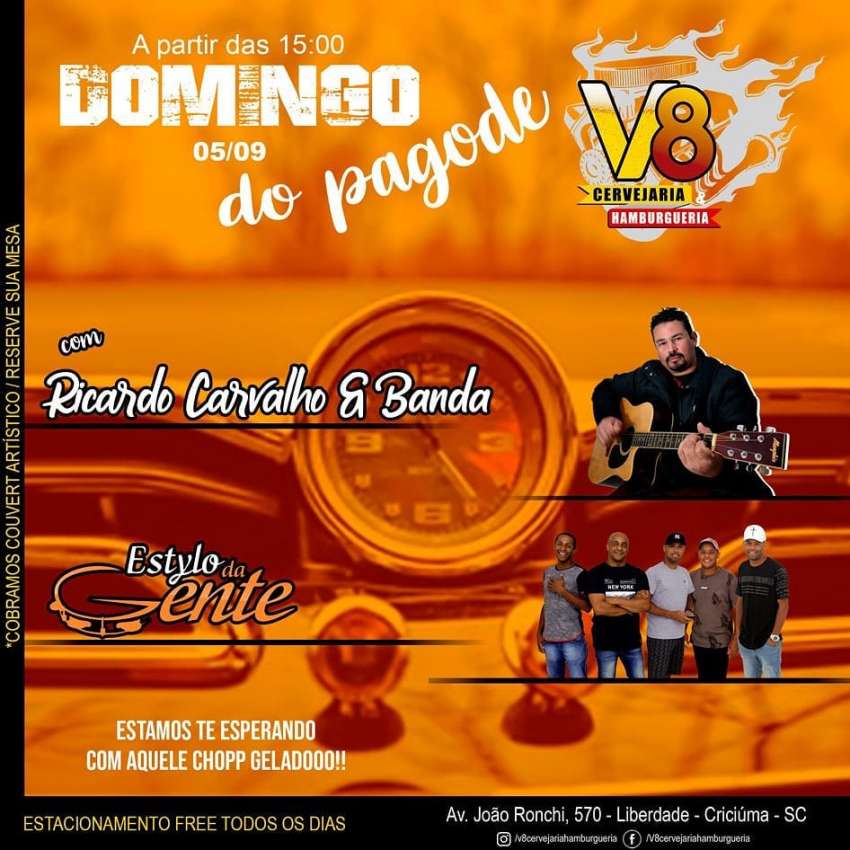 Domingo do Pagode | V8 Cervejaria e Hamburgueria  | OndeTemBalada.com