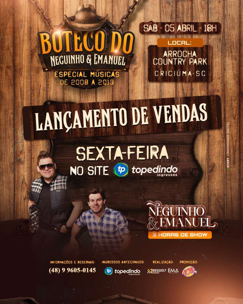 Boteco do Neguinho & Emanuel | Arrocha Country Park | OndeTemBalada.com